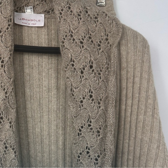 Le Bambole 2 Piece Cardigan Sweater Skirt Knit Womens 10 12 Large Medium Tan - Picture 11 of 12